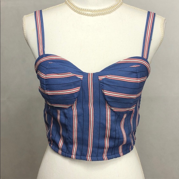 Band of Gypsies Tops - Band Of Gypsies Striped Halter / Crop Top SzM